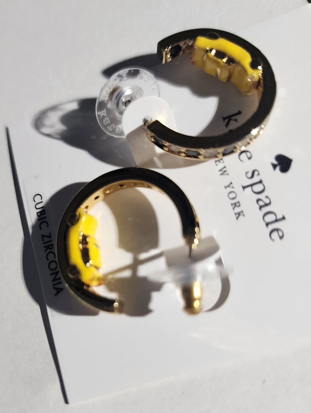 Nwt Kate Spade Taxi Bracelet & Hoop Earring Set with Yellow Enamel Taxi Accents - Picture 3 of 8